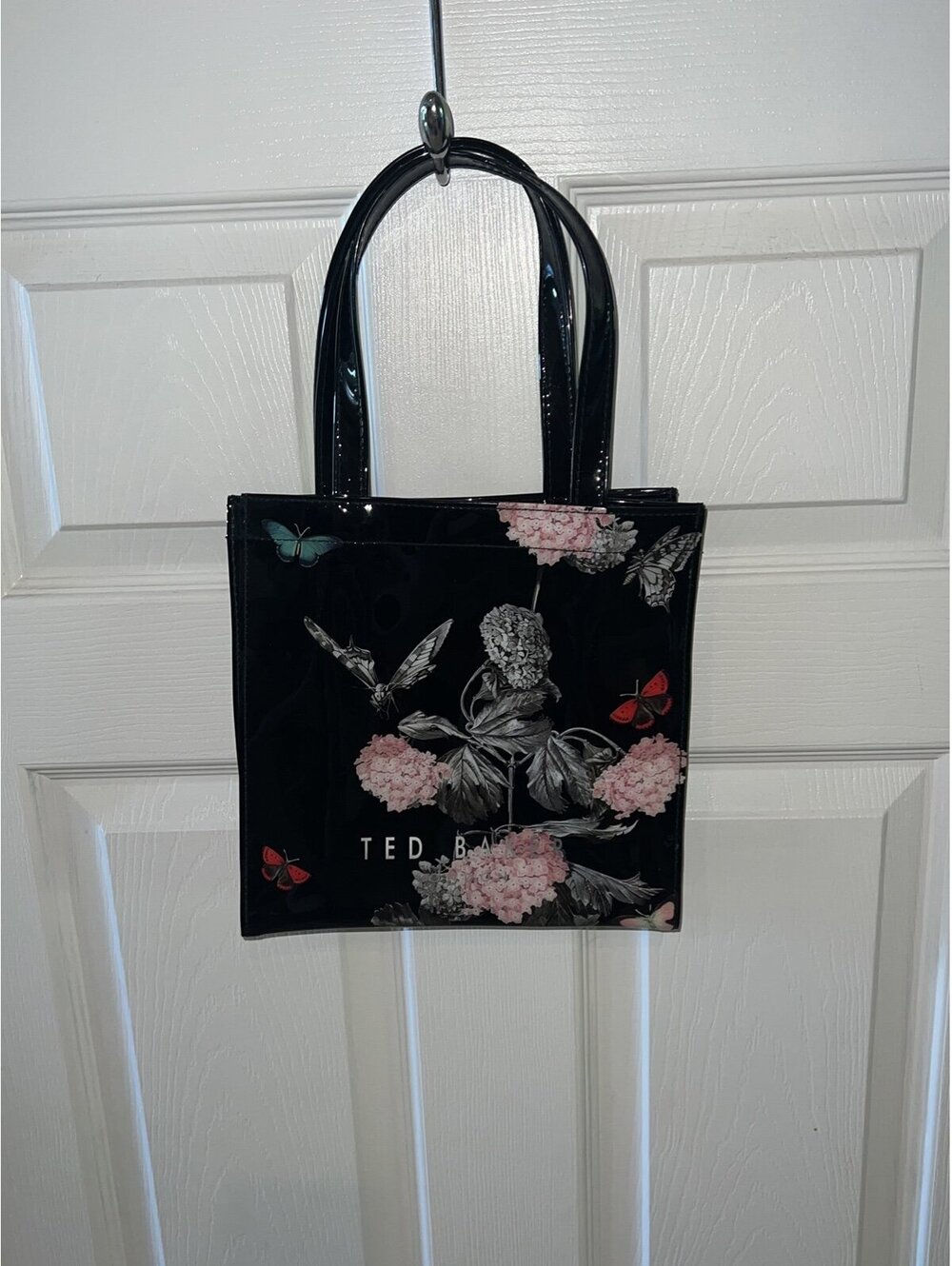 Ted Baker vinyl purse black floral printed butterfly